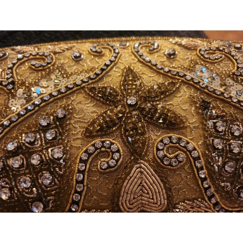 Embroidered wristlet clutch for parties, weddings, or evening out